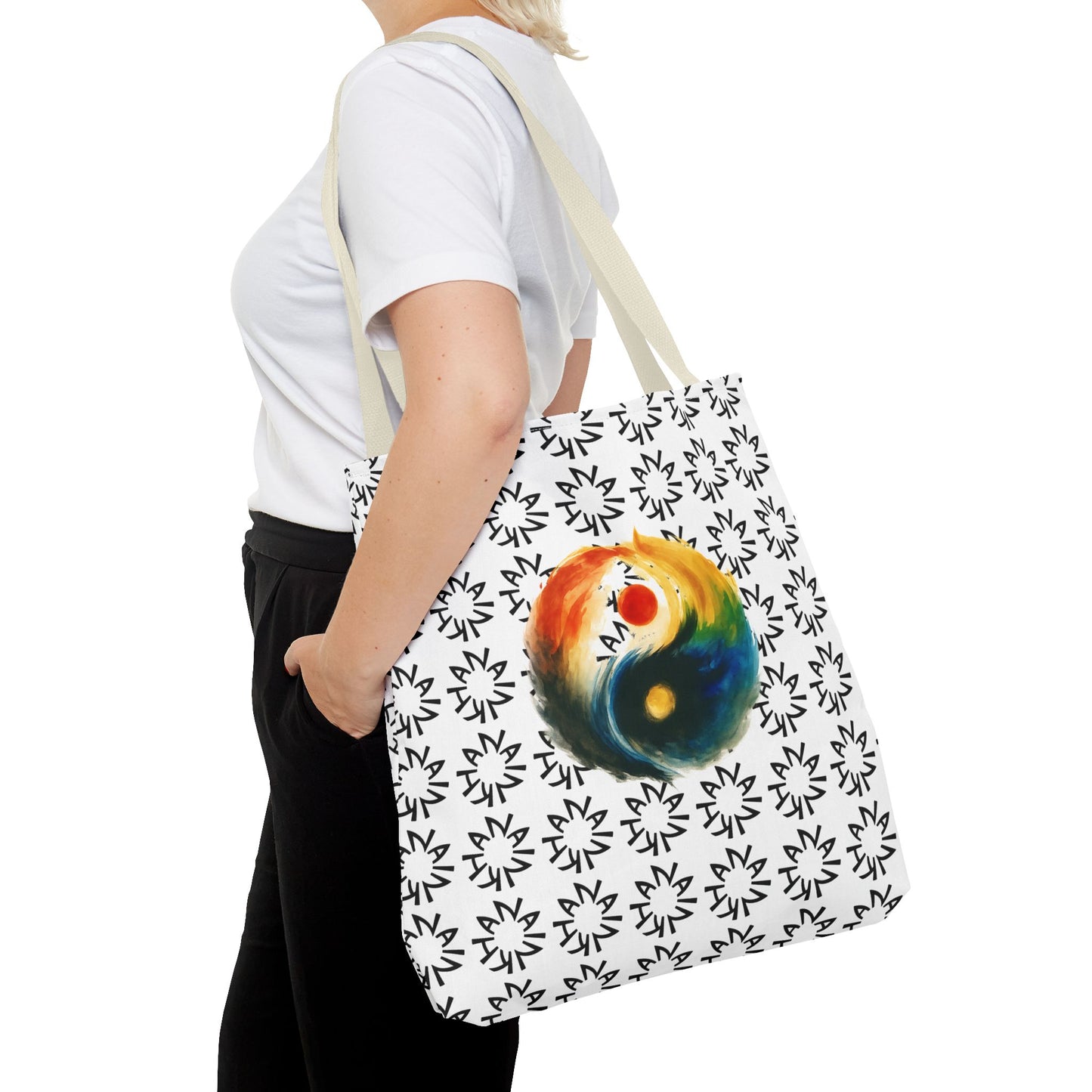 Colorful Yin Yang Tote Bag, Spiritual Bag, Eco-Friendly Shopping Bag, Boho Tote, Order Today