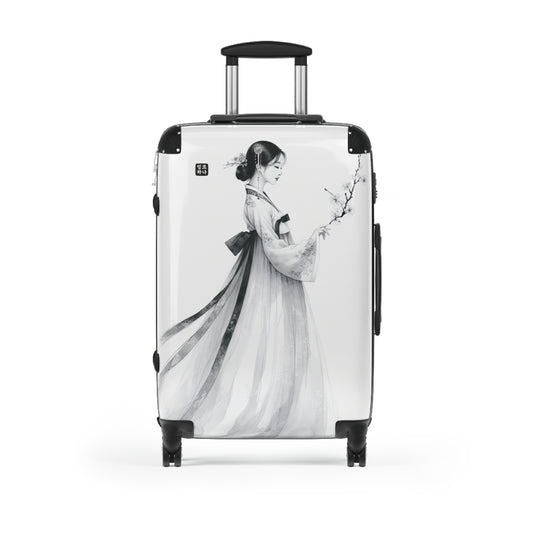 Elegant Travel Suitcase with Asian Art Design, Luggage for Travelers, Unique Gifts for Her, Stylish Carry-On, Travel Accessories