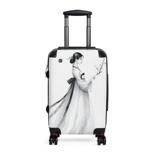 Elegant Travel Suitcase with Asian Art Design, Luggage for Travelers, Unique Gifts for Her, Stylish Carry-On, Travel Accessories