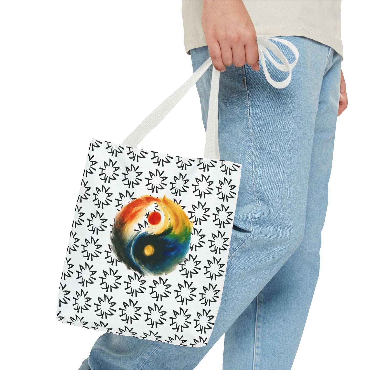 Colorful Yin Yang Tote Bag, Spiritual Bag, Eco-Friendly Shopping Bag, Boho Tote, Order Today
