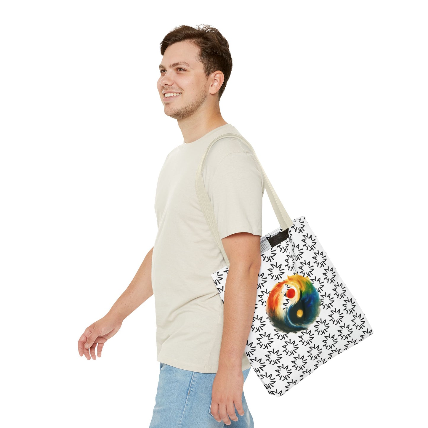 Colorful Yin Yang Tote Bag, Spiritual Bag, Eco-Friendly Shopping Bag, Boho Tote, Order Today
