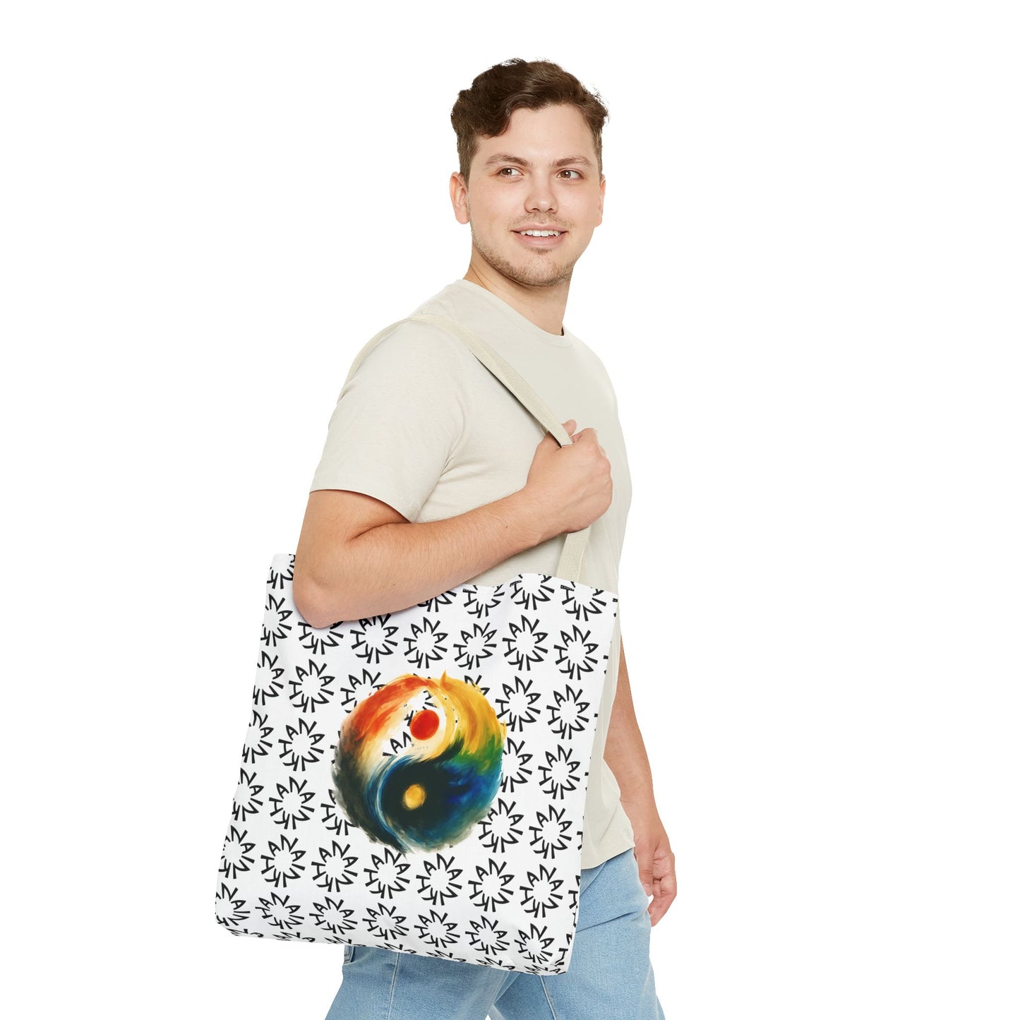 Colorful Yin Yang Tote Bag, Spiritual Bag, Eco-Friendly Shopping Bag, Boho Tote, Order Today